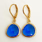 Earrings - Cobalt Crystal Drops - 14k Gold on Sterling