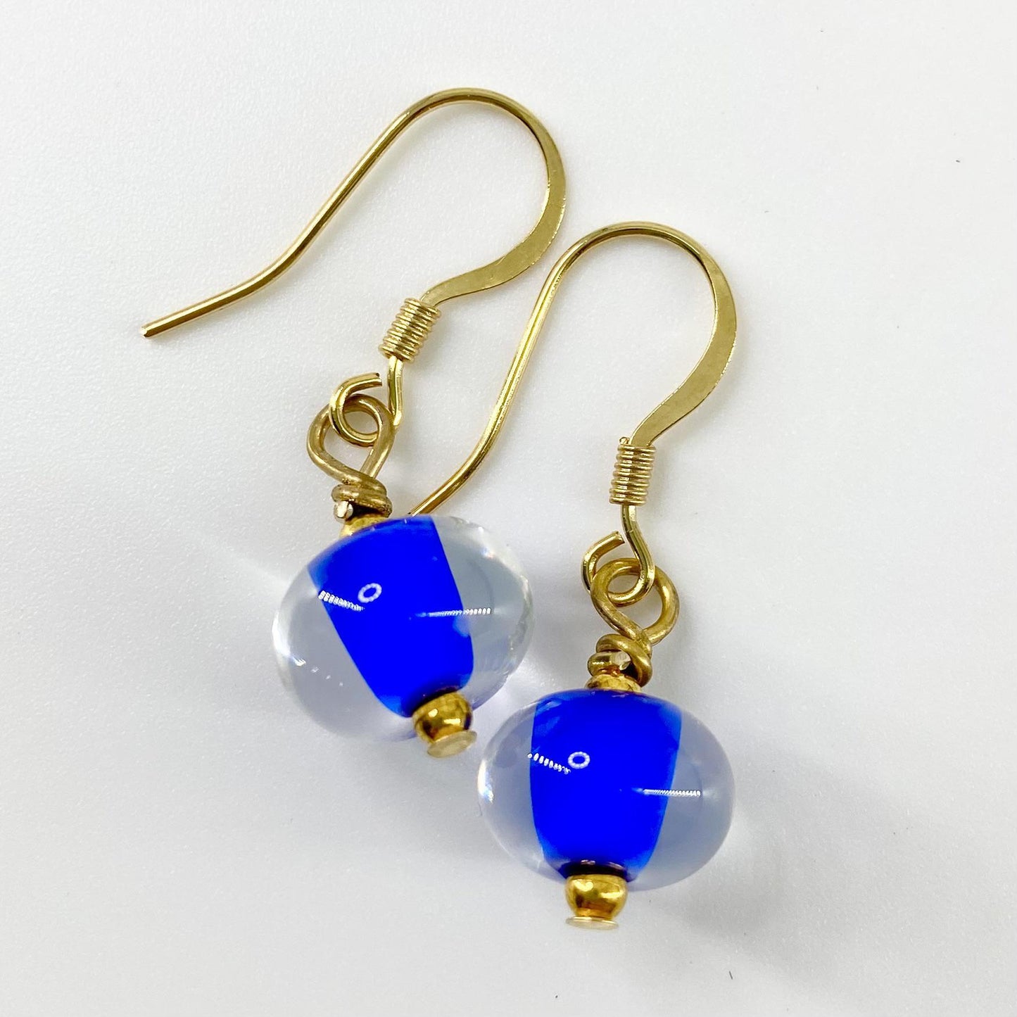 Earrings - Cobalt Blue Core - Glass & Goldfill (Video)