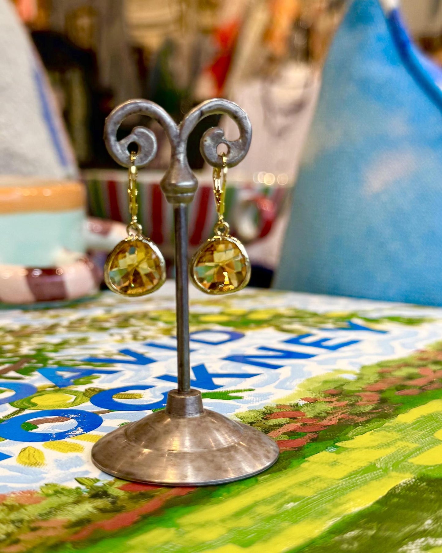 Earrings - "Honey" Crystal Drops - 14k Gold on Sterling