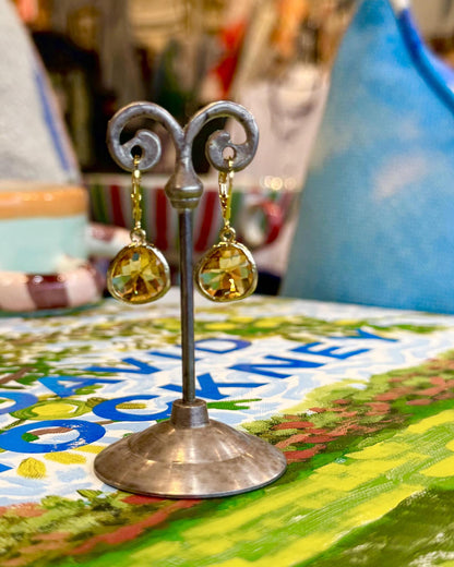 Earrings - "Honey" Crystal Drops - 14k Gold on Sterling