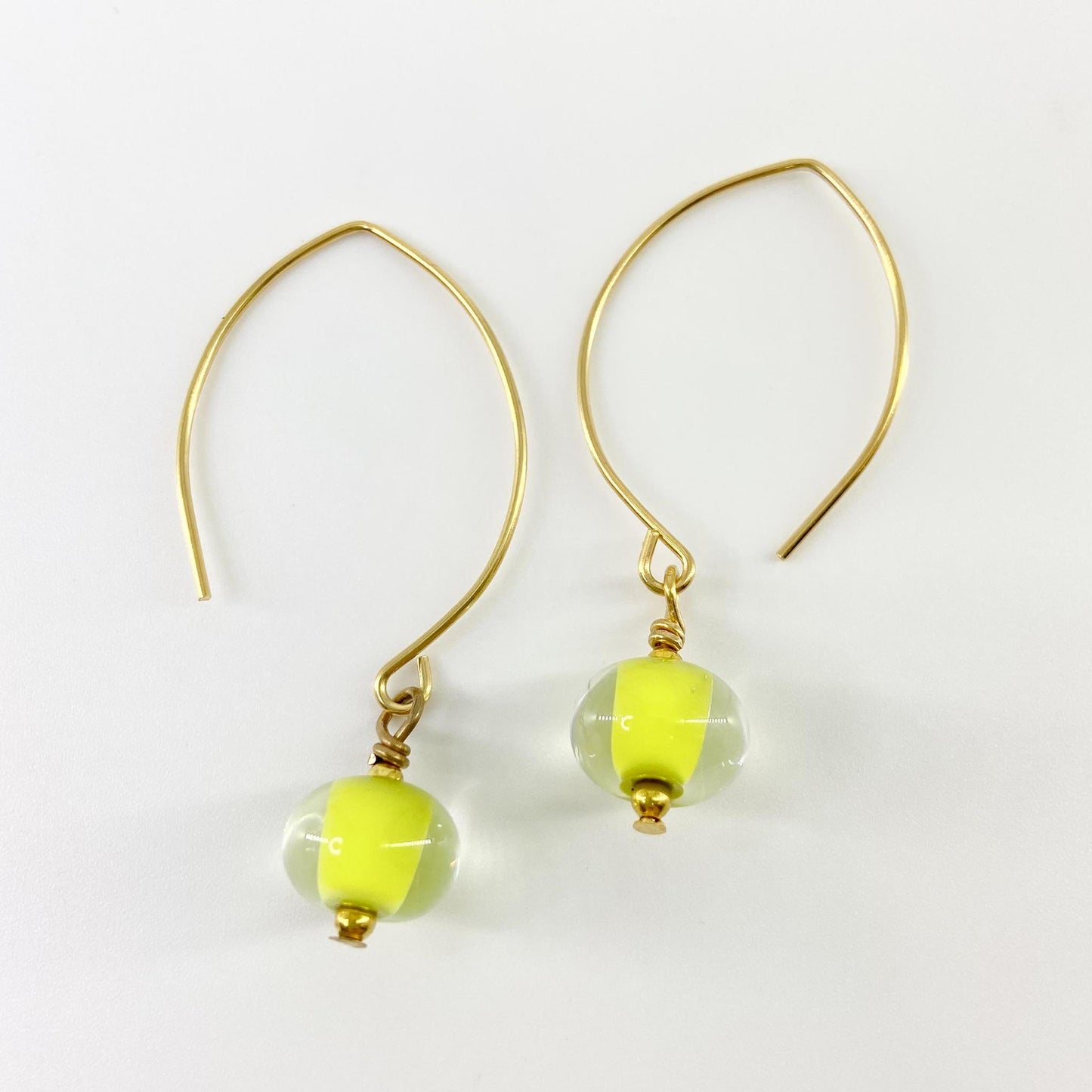 Earrings - Lime Green - Glass & Goldfill (Video)