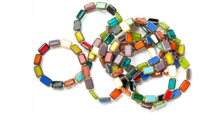 Necklace - 7-Way Furnace Glass Beads - Rainbow - 60"