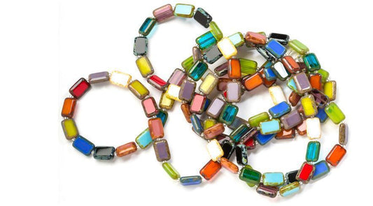 Necklace - 7-Way Furnace Glass Beads - Rainbow - 60"