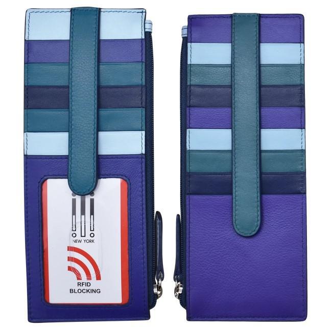 Wallet - 14 Slots + Zippered Pouch - All Blues