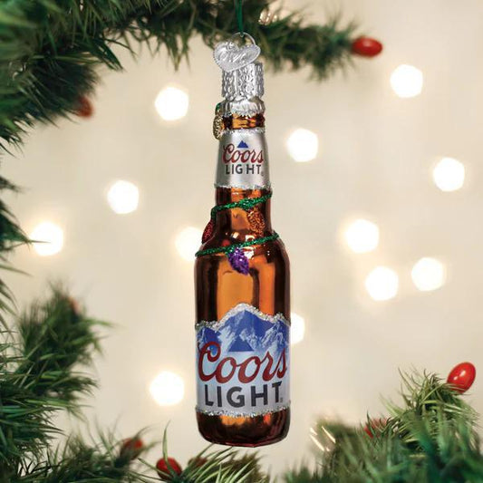 Ornament - Blown Glass - Holiday Coors Light Bottle