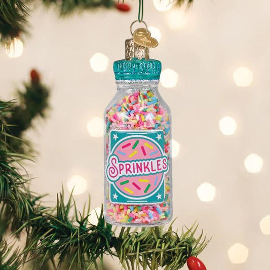 Ornament - Blown Glass - Jar of Sprinkles