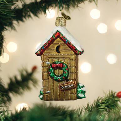 Ornament - Blown Glass - Holiday Outhouse