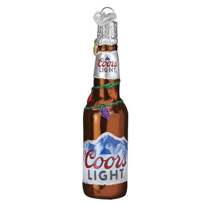 Ornament - Blown Glass - Holiday Coors Light Bottle