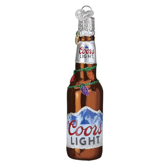 Ornament - Blown Glass - Holiday Coors Light Bottle