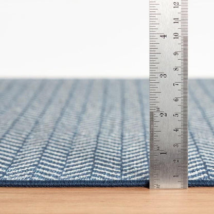 Rug - Machine-Washable - Herringbone Navy