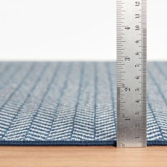 Rug - Machine-Washable - Herringbone Navy
