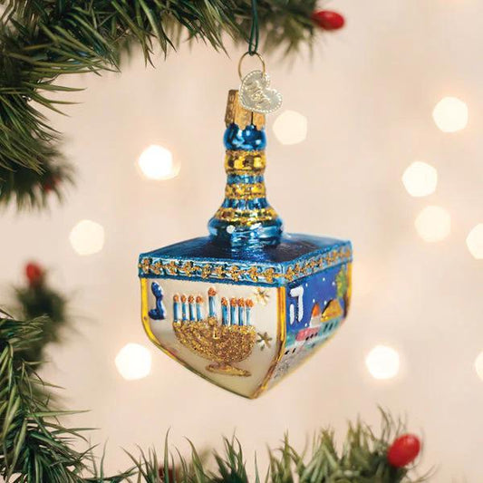Ornament - Blown Glass - Hanukkah Dreidel