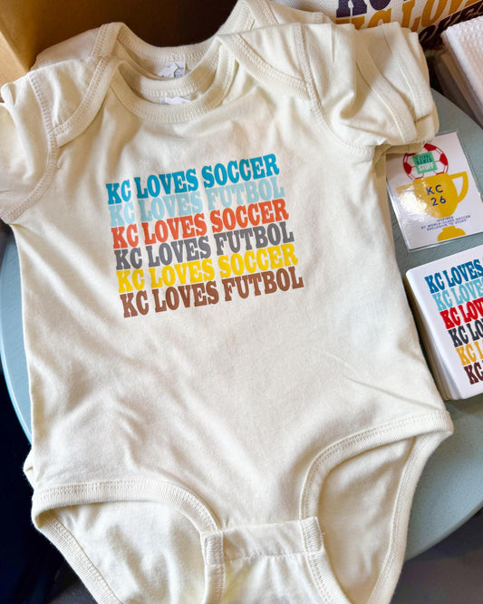 Onesie - KC LOVES SOCCER/KC LOVES FUTBOL - 12 to 18 months