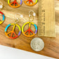 Earrings  - Rainbow Peace Symbols - Enamel on Copper - Large