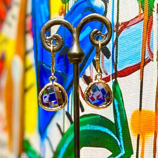 Earrings - "Plum" Crystal Drops - 14k Gold on Sterling