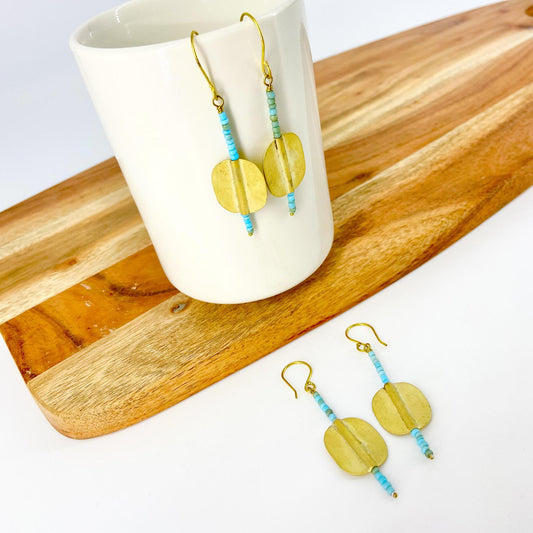 Earrings - Brass & Beads