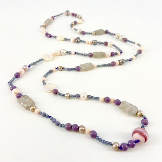 Necklace - Purple & Pearl