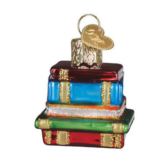 Ornament - Blown Glass - Mini Stack of Books