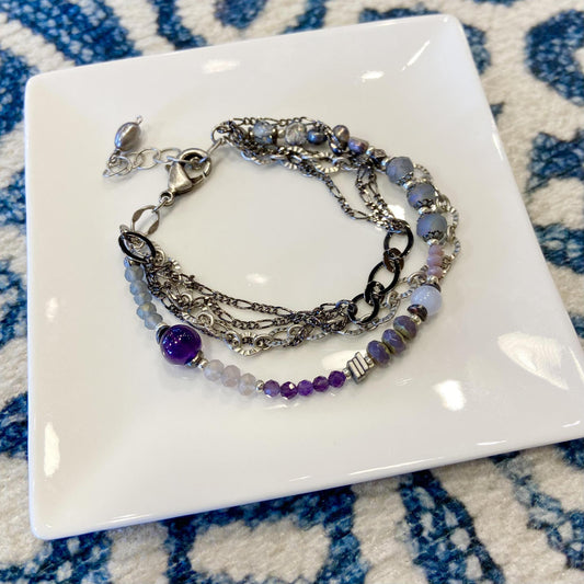 Bracelet - Pearl/Amethyst/Blue Lace Agate - Sterling