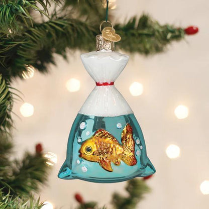 Ornament - Blown Glass - Goldfish in a Bag