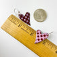 Earrings - Chocolate Raspberry Checkerboard Heart - Enamel on Copper