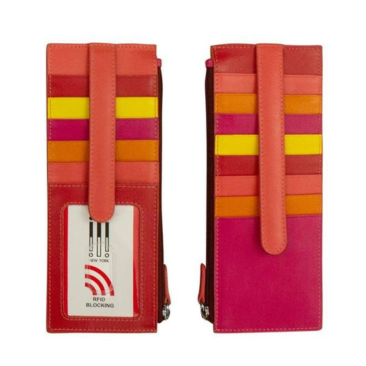 Wallet - 14 Slots + Zippered Pouch - Red & Pink