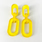 Earrings - Cable Chain Drop Post - Yellow - Resin