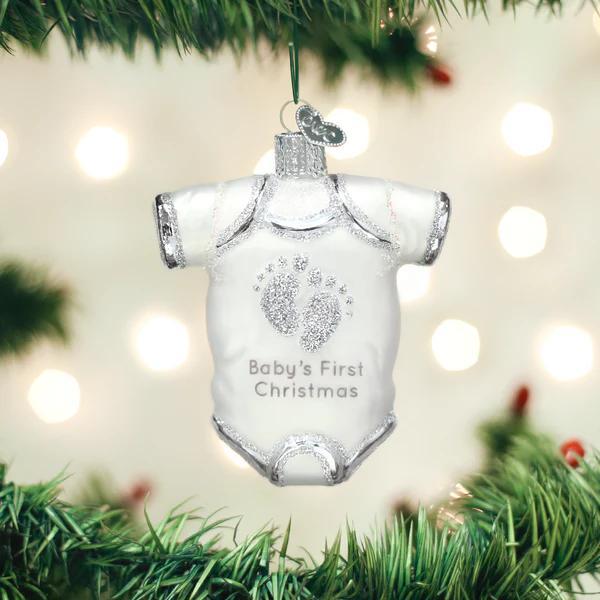 Ornament - Blown Glass - White Baby Onesie
