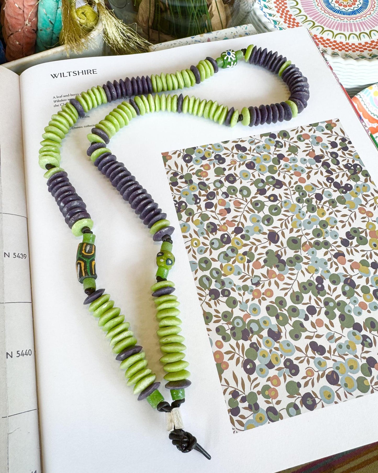 Necklace - African Trade Beads & Sterling