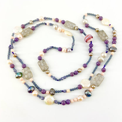 Necklace - Purple & Pearl
