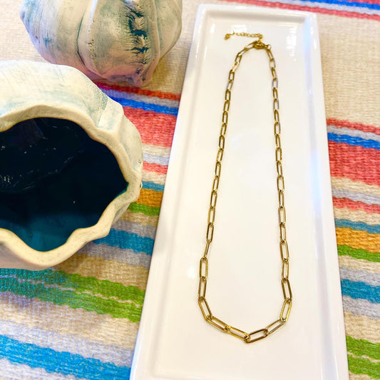 Necklace - Paperclip Chain - Waterproof 18kt Gold Plated -18"