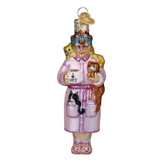 Ornament - Blown Glass - Cat Lady