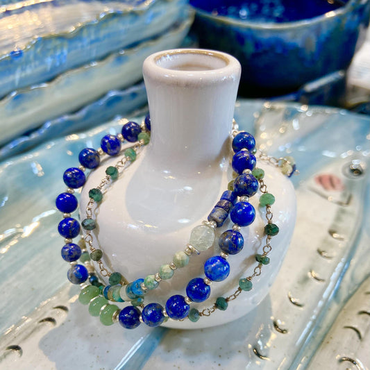 Bracelet - Lapis Lazuli/Blue Jasper/Aquamarine - Silver