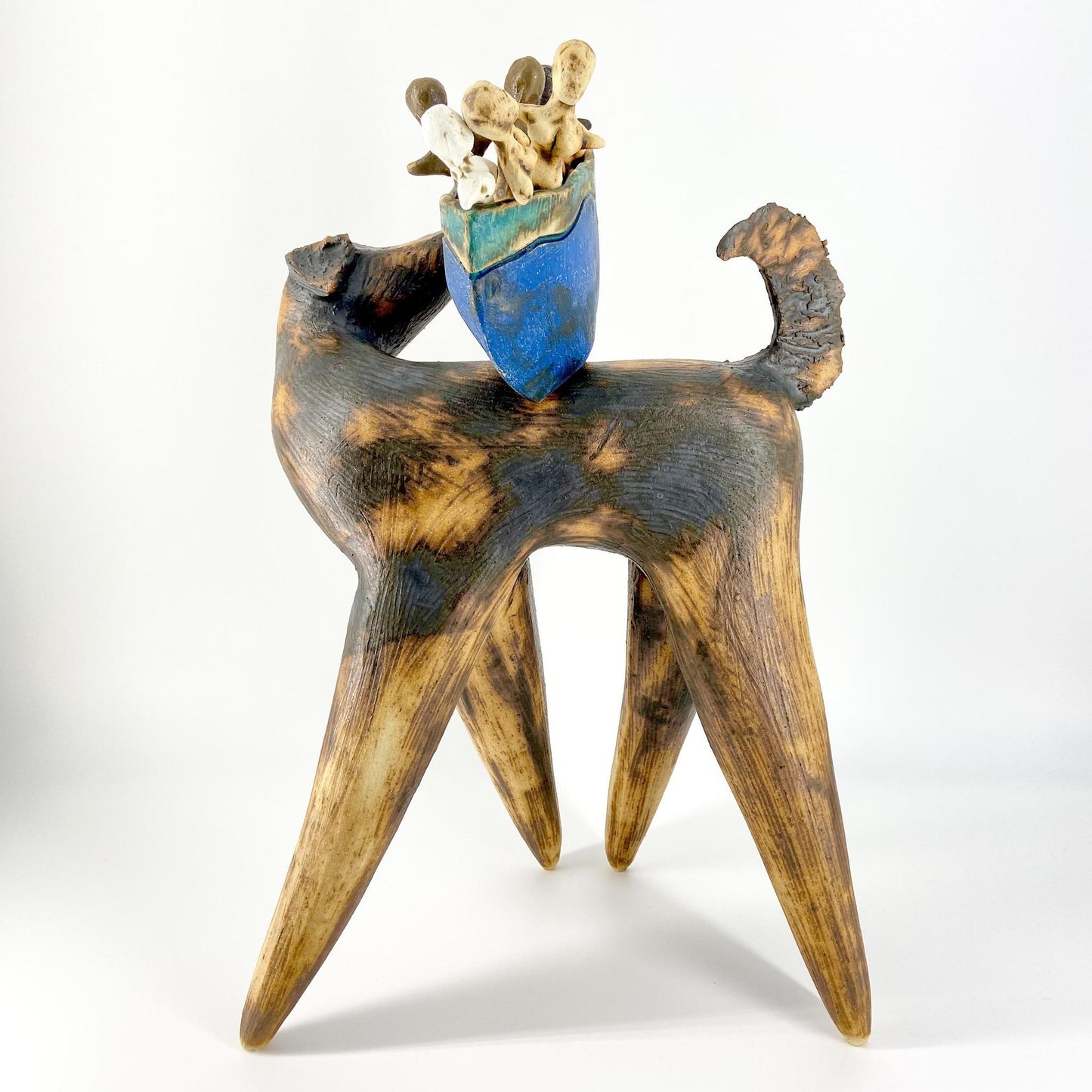 Sculpture - Dog with Boat/Filled with People - Ceramic - Large