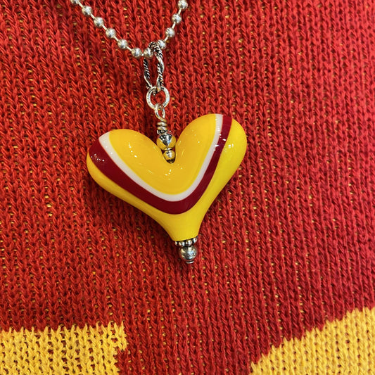 Pendant -  Chiefs Landscape Heart - Glass & Gold Fill