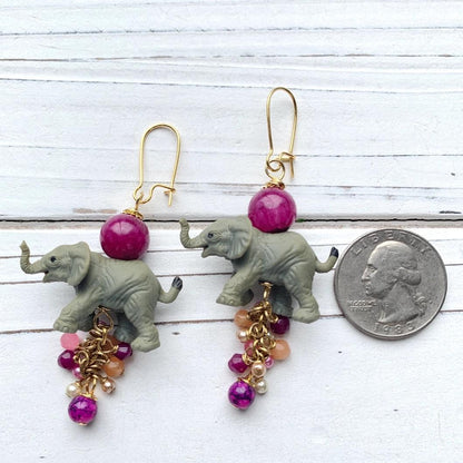 Earrings - Elephants & Purple Agate