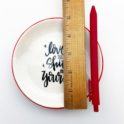Tray - Playful Quotes on Round Ceramic - Signed