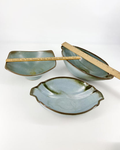 Frankoma Pottery pieces. Part of a vintage collection of 119 pieces. Collectible vintage set of Frankoma Plainsman Woodland Moss tableware.