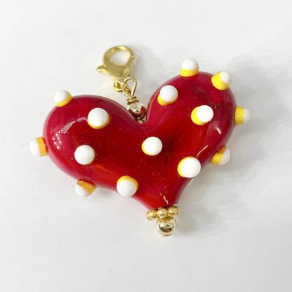 Pendant -  Chiefs Bumpy Heart - Glass & Gold Fill
