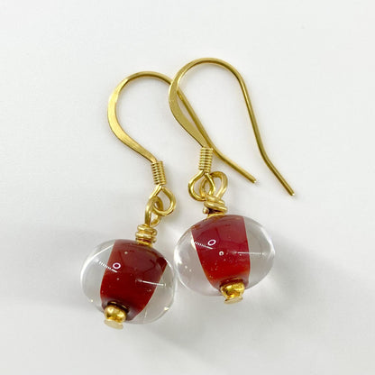 Earrings - Deep Red Core - Glass & Gold Fill (Video)
