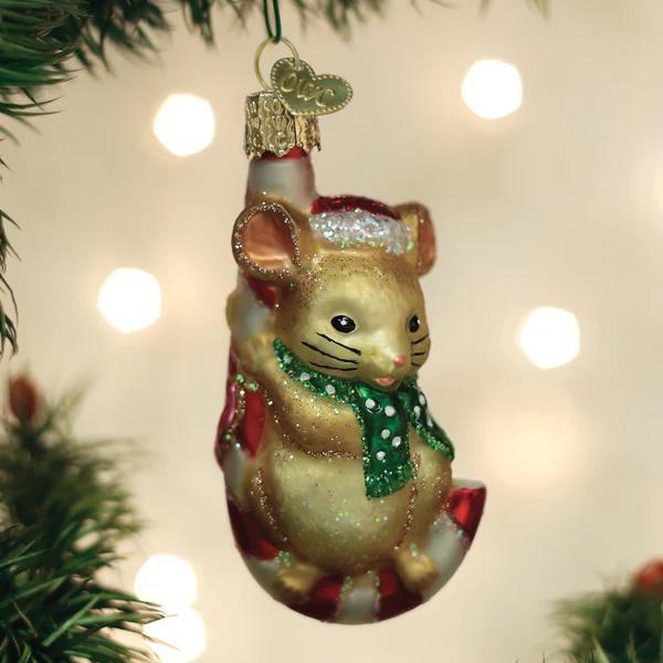 Ornament - Blown Glass - Christmas Mouse