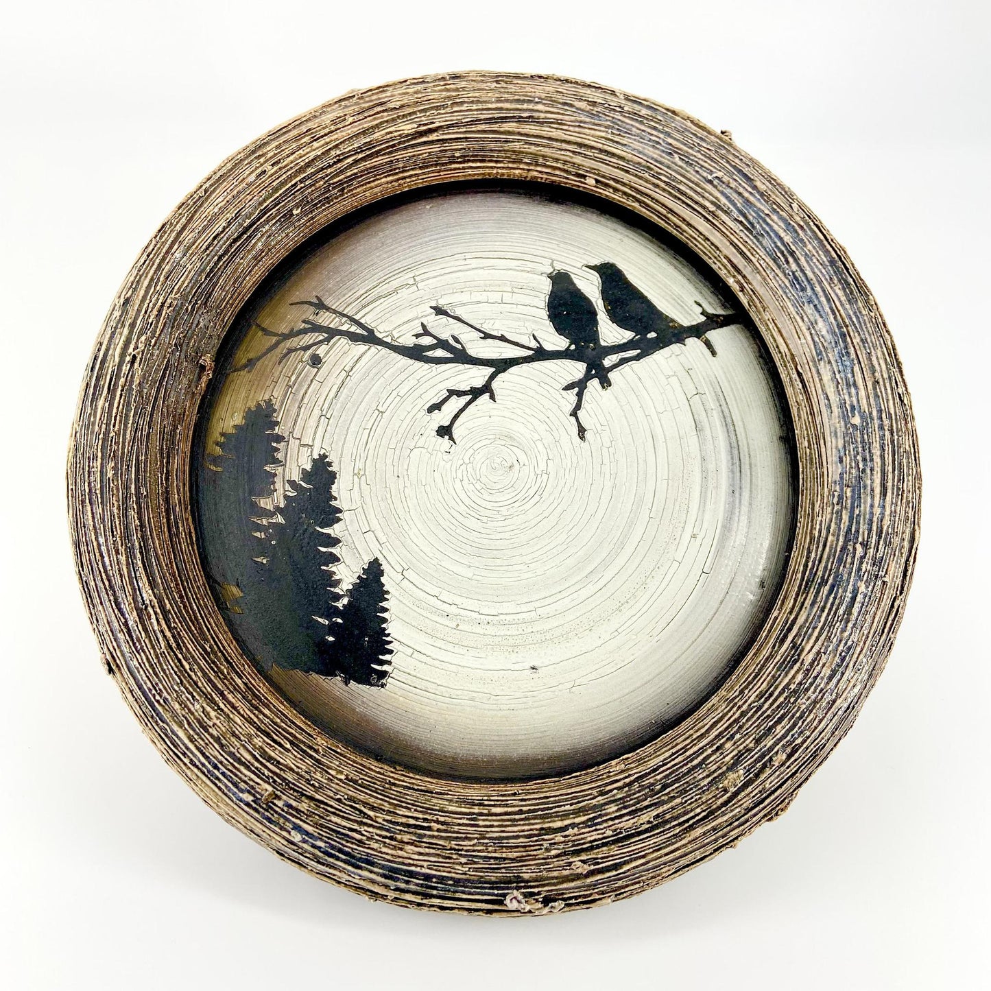 Sculpture - "Nest" Plate - Wall Art - Two Birds/Three Trees
