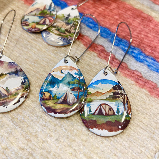 Earrings  - Let's Go Camping - Enamel
