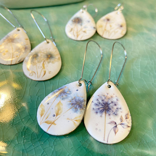 Earrings  - Dandelions - Enamel
