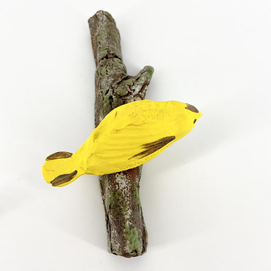 Ceramic Wall Art - Bird on Branch - One Yellow Bird