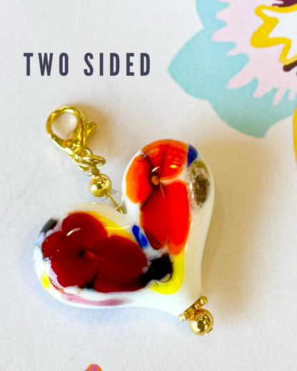 Pendant - Abstract Floral Heart - Handmade Glass