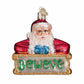 Ornament - Blown Glass - Believe Santa