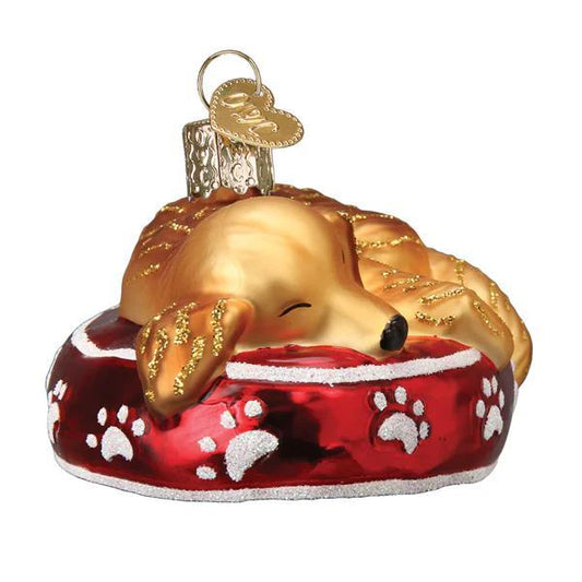 Ornament - Blown Glass - Sleepy Golden Retriever