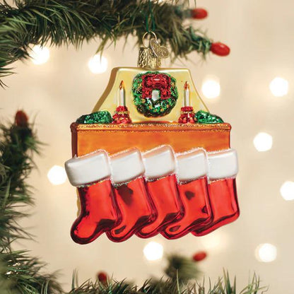Ornament - Blown Glass - Family of 5 Stockings