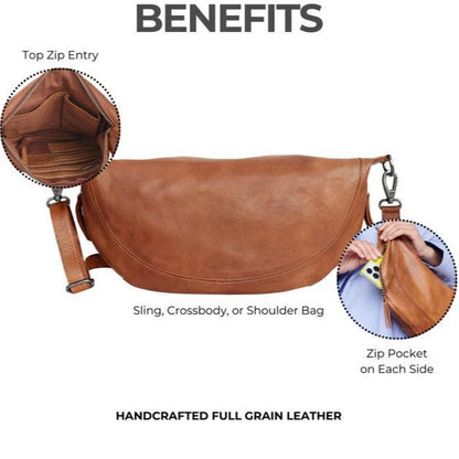 Crossbody/Sling Bag - Leather - Red